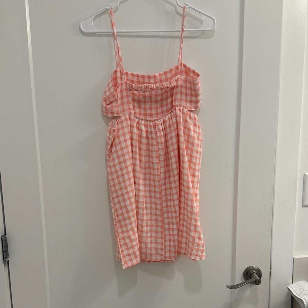 Pink Lily Peach Gingham Mini Dress - Picture 3 of 5